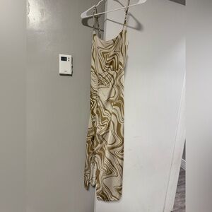 Forever 21 Cream and Gold Swirl Dress